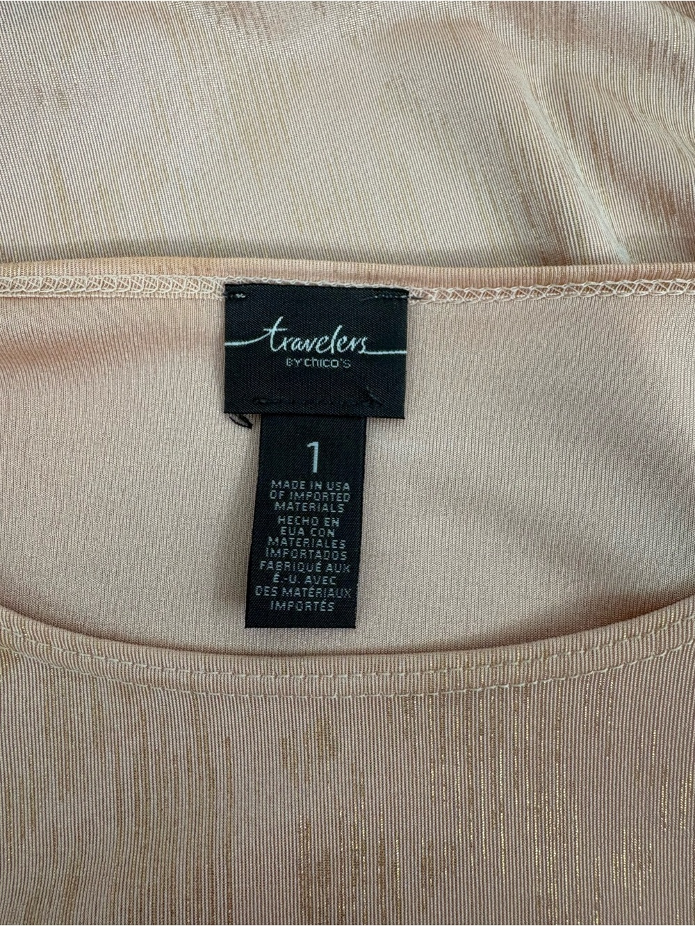 Chico's Women's Travelers Cottage core Lagenlook Stretch 3/4 Sleeve size 1 - Picture 6 of 7